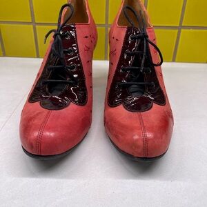 John Fluevog Red Curved Heel Shoes